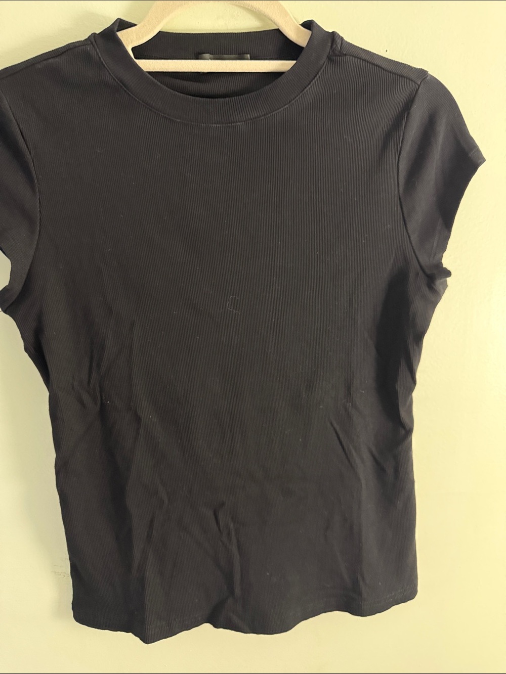 NWOT Easy Gala Basic Black Ribbed Stretch Shirt XL
